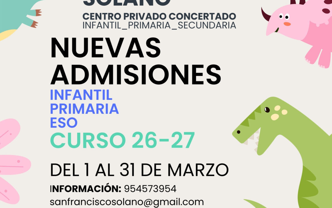 Nuevas plazas curso 2026/2027